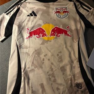 adidas New York Red Bulls Beige Camo Jersey with Red and Yellow Logos
